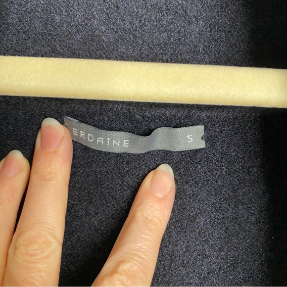 Erdaine Knitwear Open Front Wool Sweater Navy S - Picture 2 of 6